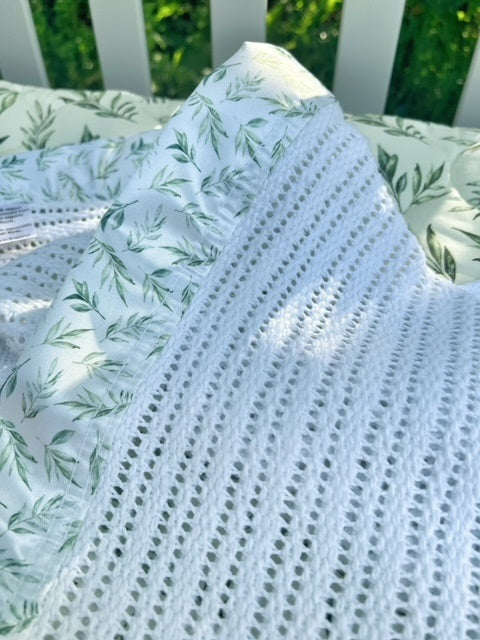 Cellular Baby Blanket - Linen Leaves