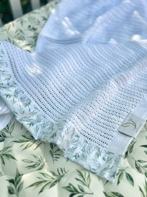 Cellular Baby Blanket - Linen Leaves