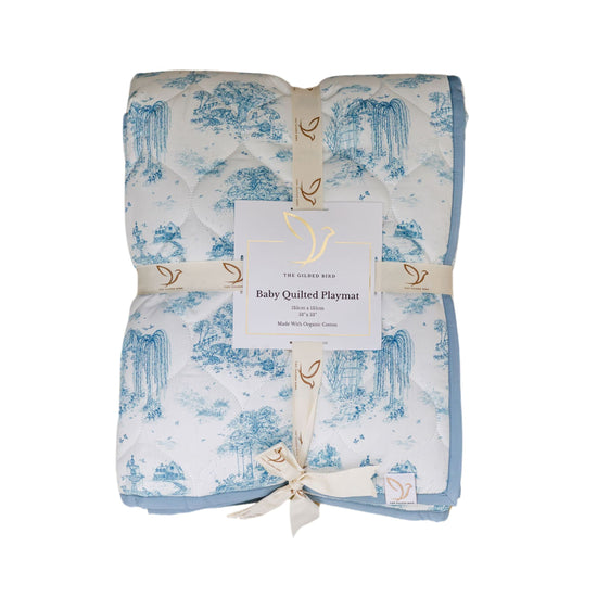 Spring Toile Blue Quilted Playmat