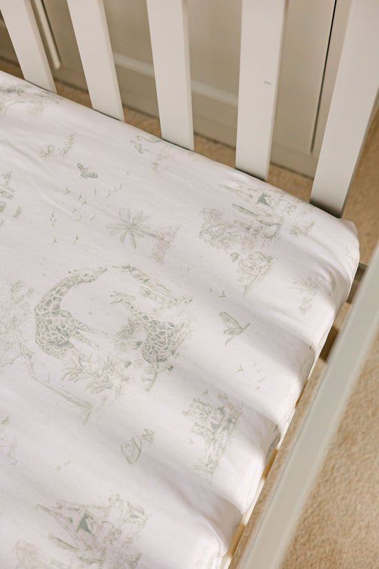 Safari Toile Fitted Crib Sheet