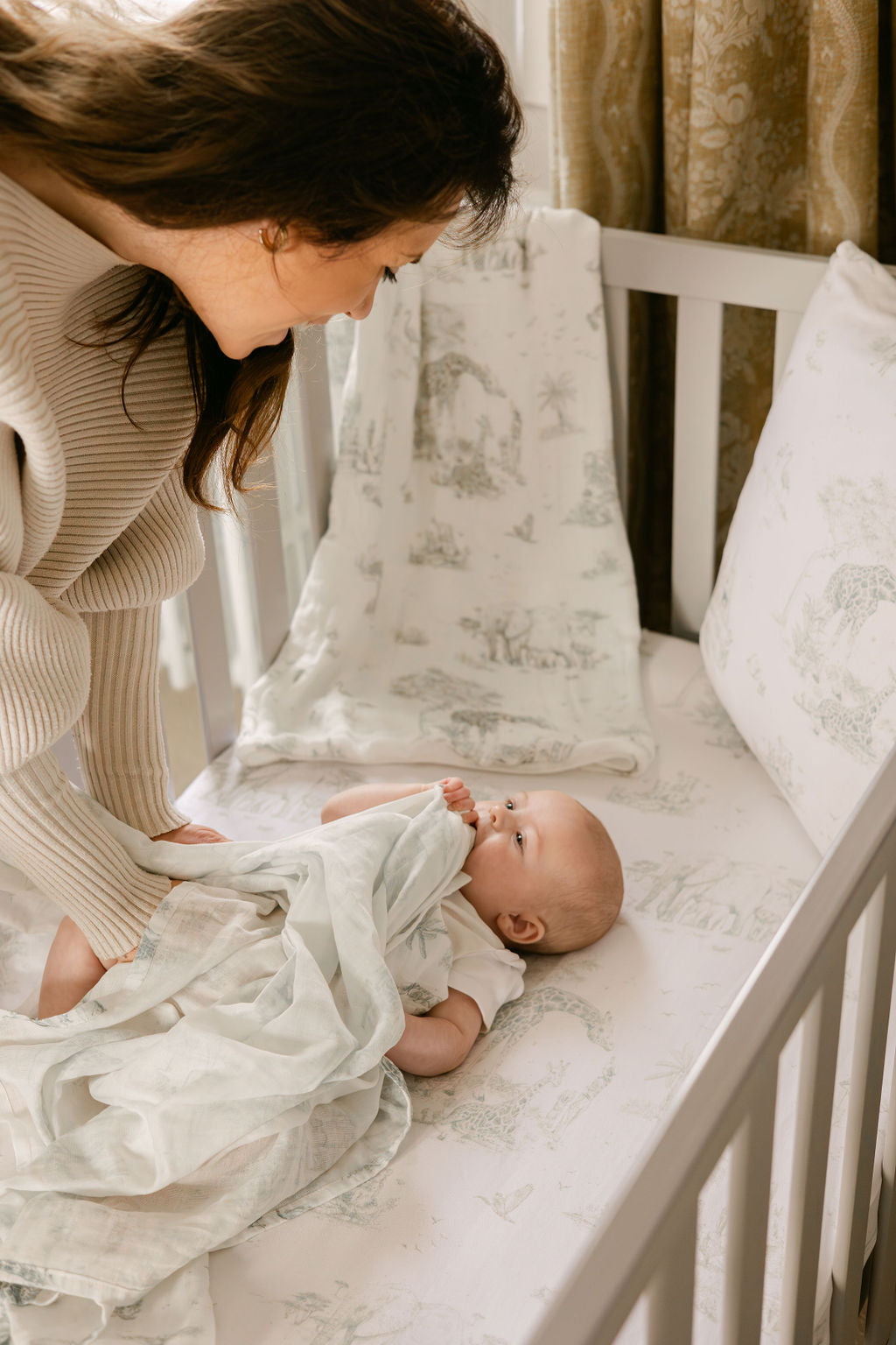 Safari Toile Fitted Crib Sheet