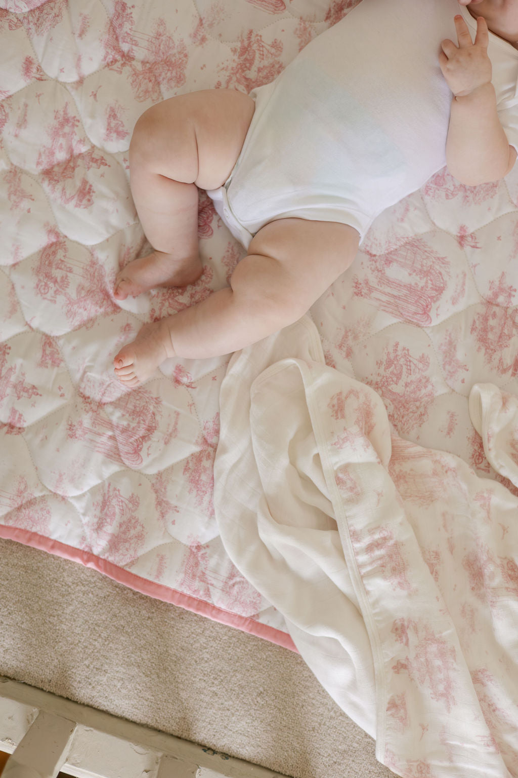 Spring Toile Pink Quilted Playmat