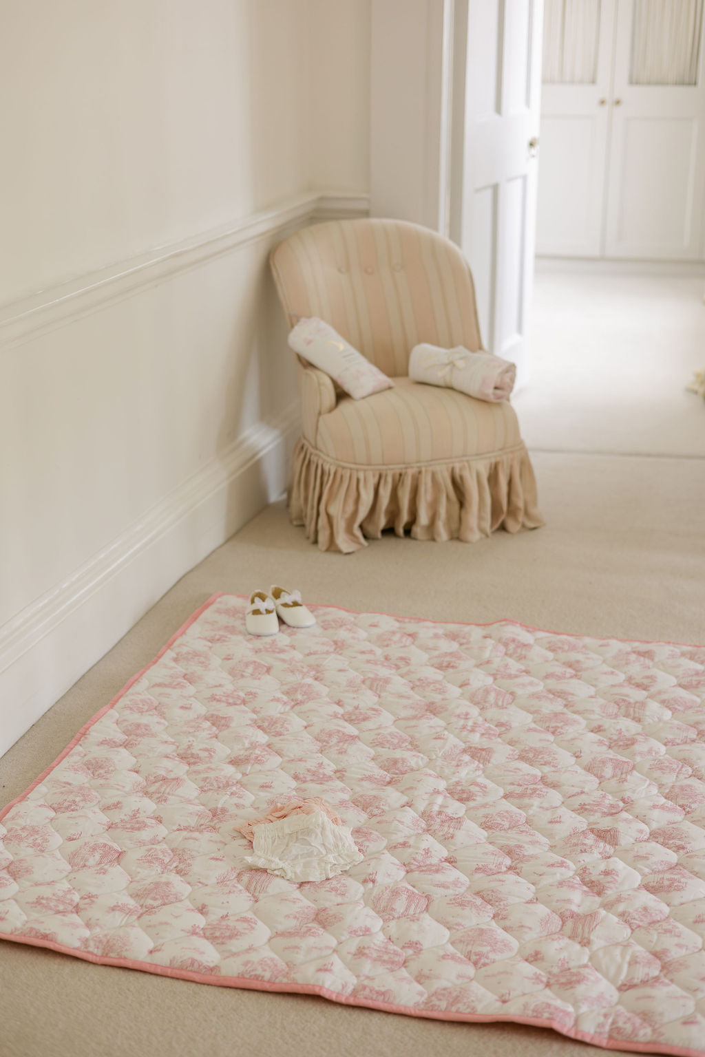 Spring Toile Pink Quilted Playmat