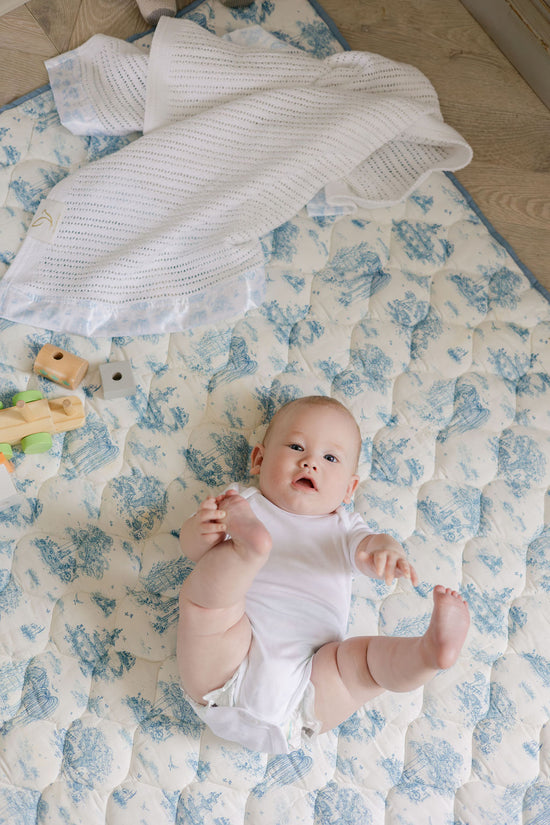 Spring Toile Blue Quilted Playmat