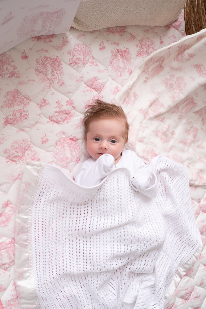 Cellular Baby Blanket - Spring Toile Pink