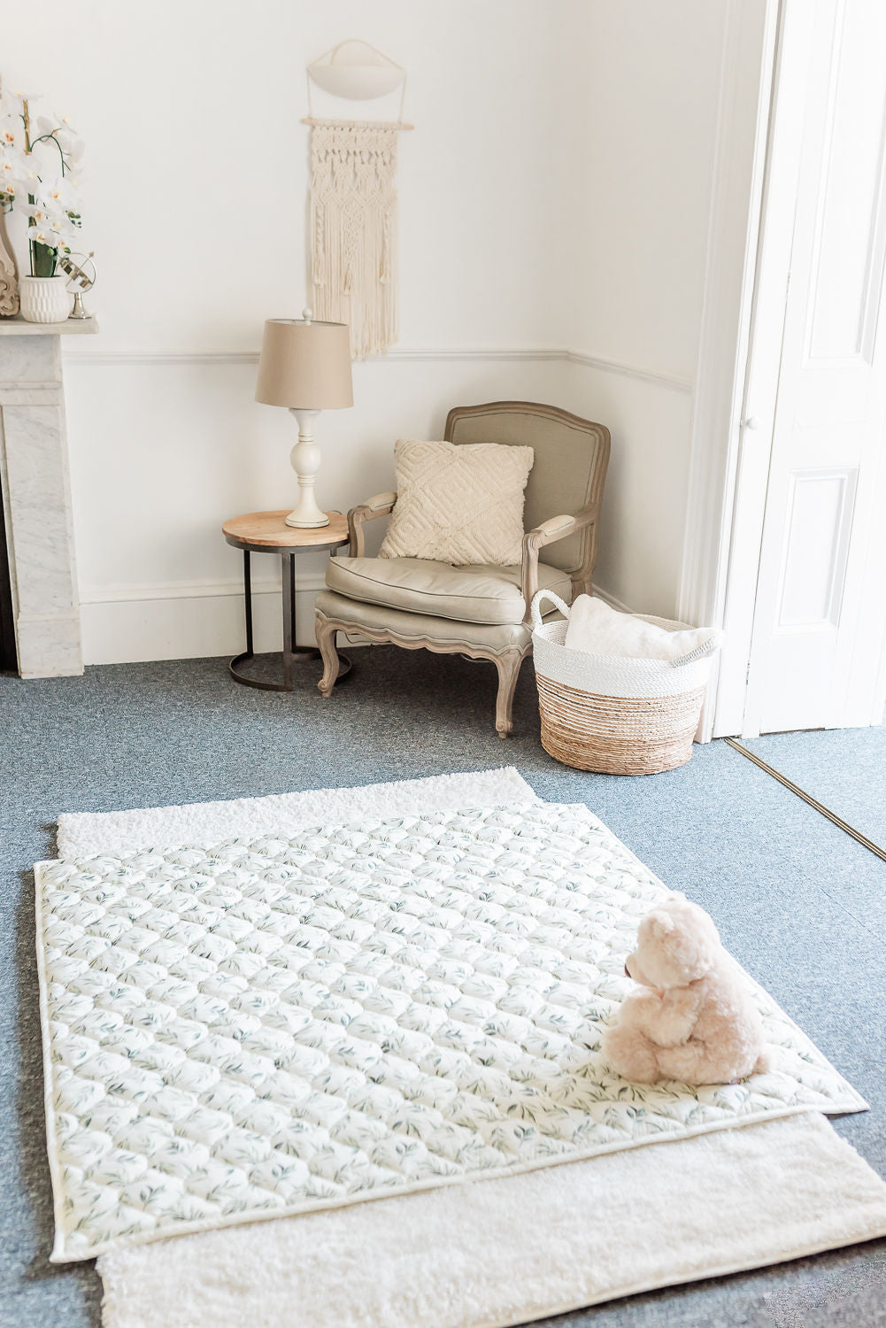 Linen Play Mat Organic Baby Padded Floor Rug Oeko-Tex Standard